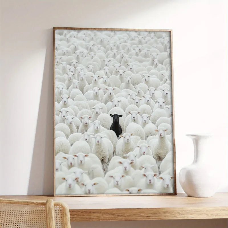 Black Sheep Canvas Poster | Art Deco Retro Wall Art Unframed Canvas Wall Art Peaceful Pleasures Health and Wellness