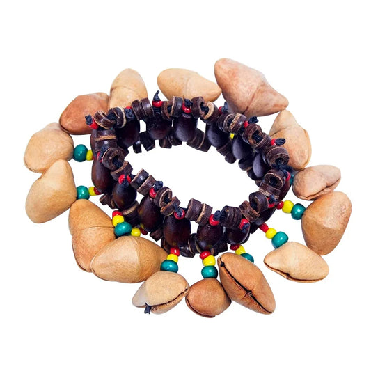 Handmade Nuts Shell Bracelet Handbell Djembe African Drum Conga Peaceful Pleasures Health and Wellness Orange