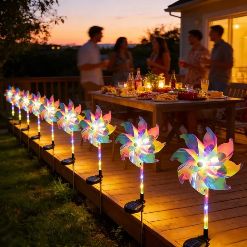 LED Solar Windmill Garden Lights – IP65 Waterproof Lawn Decor