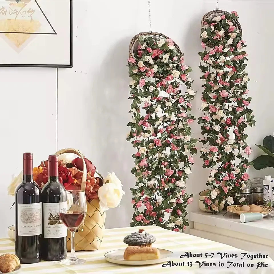 Artificial Silk Rose Vine Garland 2.4m | Wedding & Home Decor