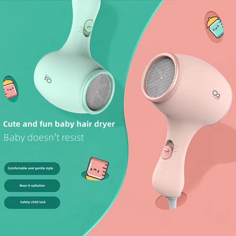 2025 New Upgrade Q2 Children's Hair Dryer Silent Constant Temperature Negative Ion 0 Radiation with Safety Lock Hair Dryer Peaceful Pleasures Health and Wellness