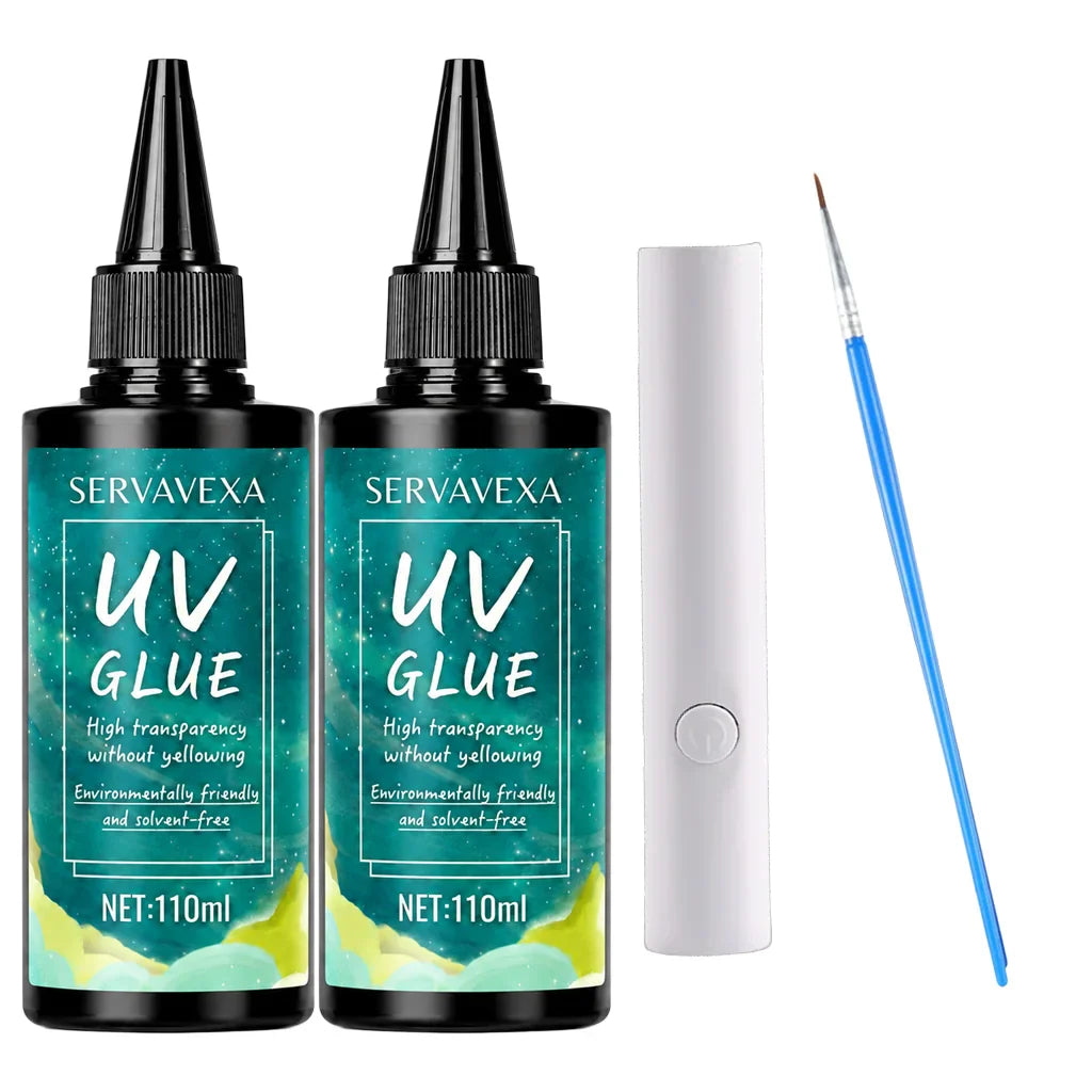 UV Resin Kit – Crystal Clear Fast-Cure Glue with UV Lamp & Brush