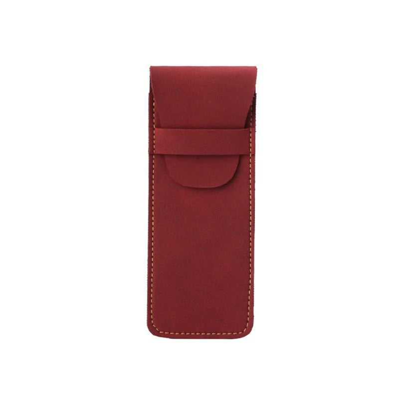 PU Leather Pen Holder Flip Pouch for Fountain Ballpoint Pencil Protective Sleeve Cover for Office College Handmade Case Peaceful Pleasures Health and Wellness Wine red