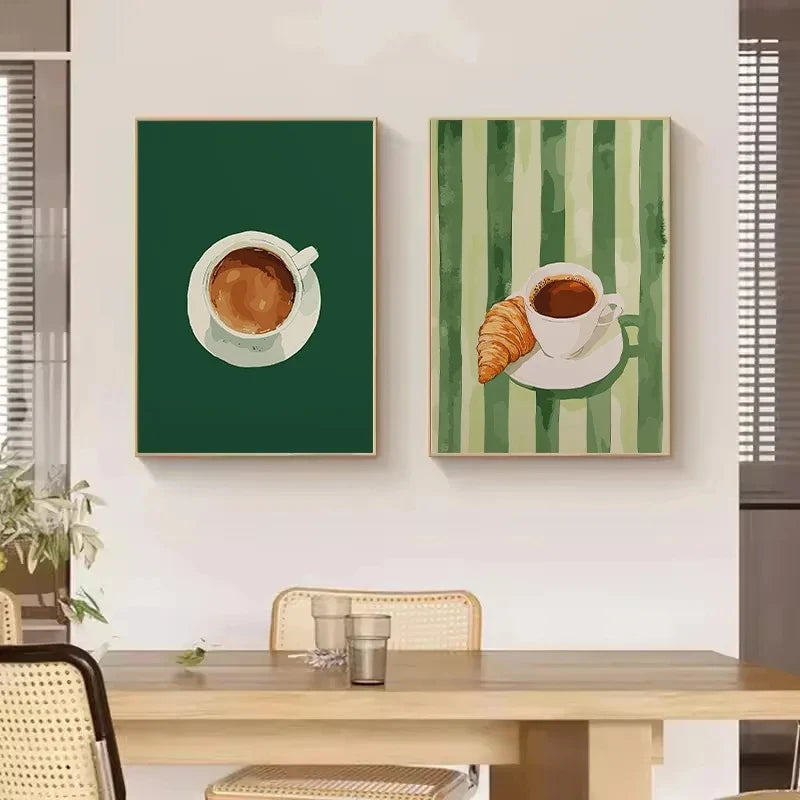 Retro Food Illustration Canvas Wall Art | Kitchen Home Decor
