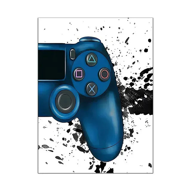 Minimalist Gamepad Controller Canvas Poster Modern Gaming Room Wall Art Print for Gamer Bedroom Home Decoration Peaceful Pleasures Health and Wellness SKU-9 20x30cm Unframed