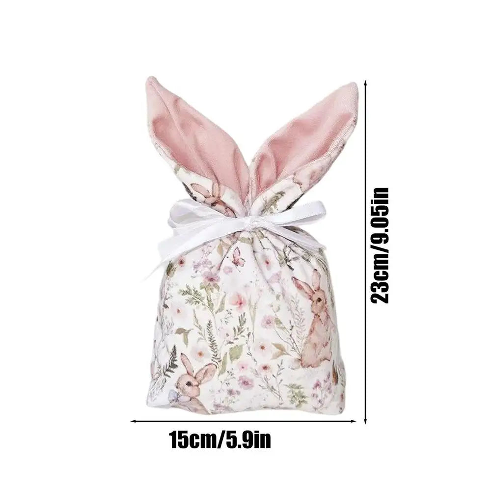 Easter Rabbit Ear Candy Bags – 10Pcs Drawstring Party Favor Pouches