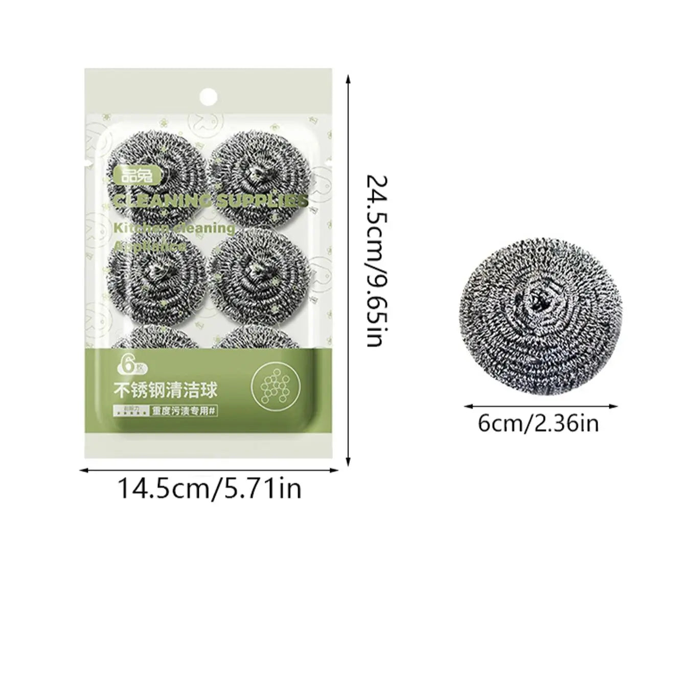 6pcs/bag Stainless Steel Cleaning Ball for Dishwashing Cleaning Scrubber Kitchen Pot Rust Removal Remove Crud Cleaner Tools Peaceful Pleasures Health and Wellness Picture color