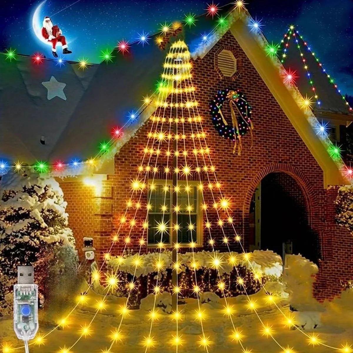 Solar Waterproof LED Waterfall Fairy String Lights 2M – Christmas