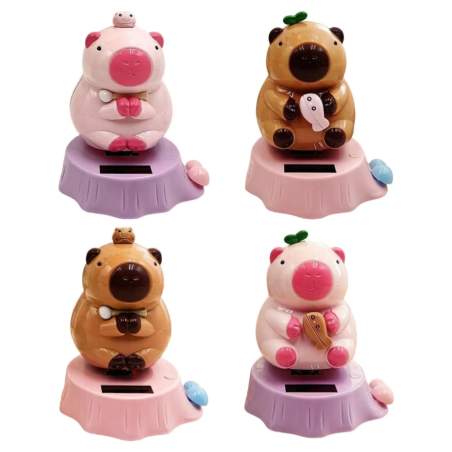 Solar Swinging Capybara Dashboard Figurine | Car & Desk Decor