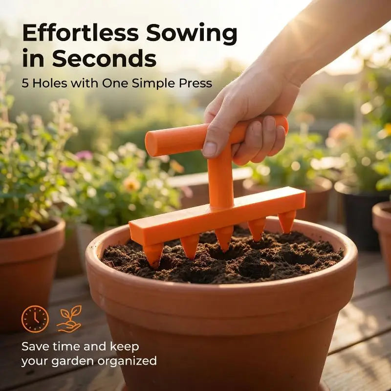 5-Tooth Hole Punch Seeder | Vegetable & Flower Sowing Tool