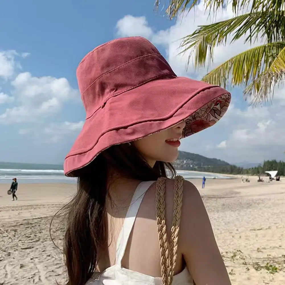 Women's Reversible Floral Bucket Hat | Wide Brim UV Sun Hat