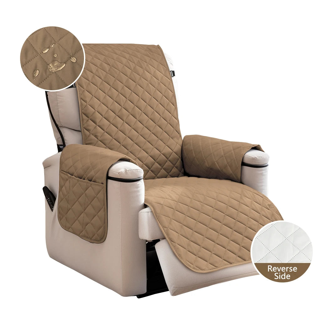 100% Waterproof Recliner Chair Covers Recliner Cover Non-Slip Dog Chair Cover Washable Slipcover with Pocket Elastic Straps Peaceful Pleasures Health and Wellness Brown