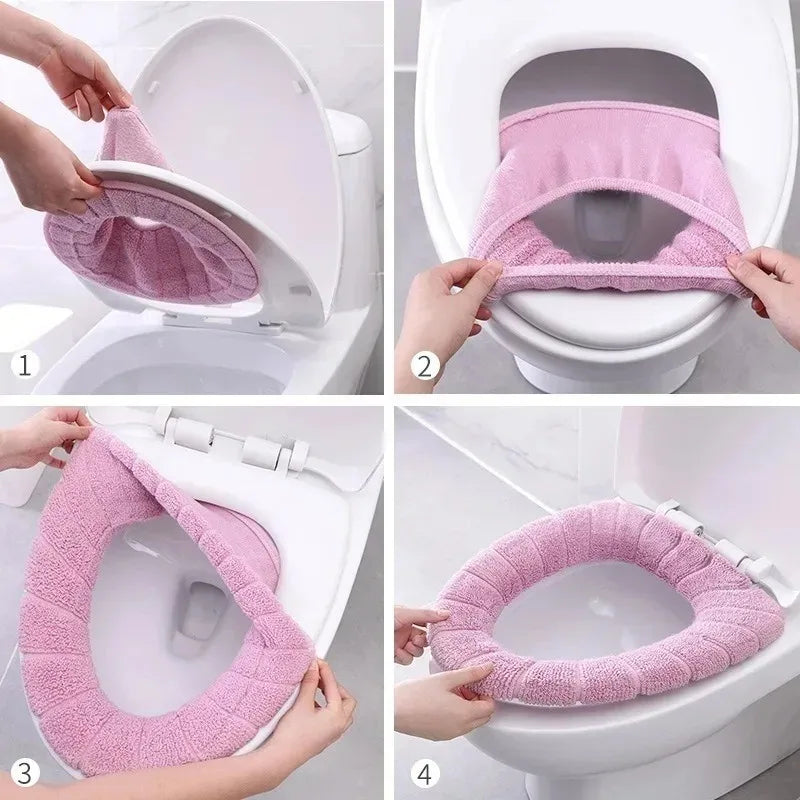 Plush Toilet Seat Cover Cushion – Warm Soft Pad 1/2/4 PCS