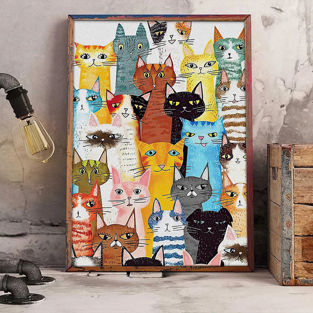 Funny Cat Butt Canvas Wall Art | Cats in Hats Poster Print