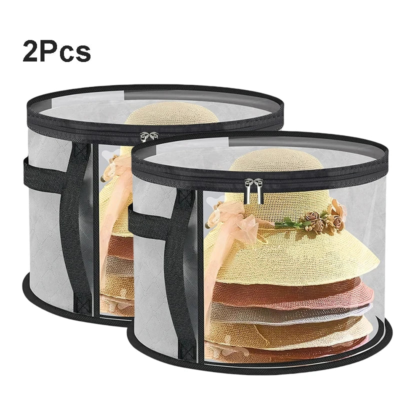 Large Round Foldable Hat Box for Travel & Closet Storage