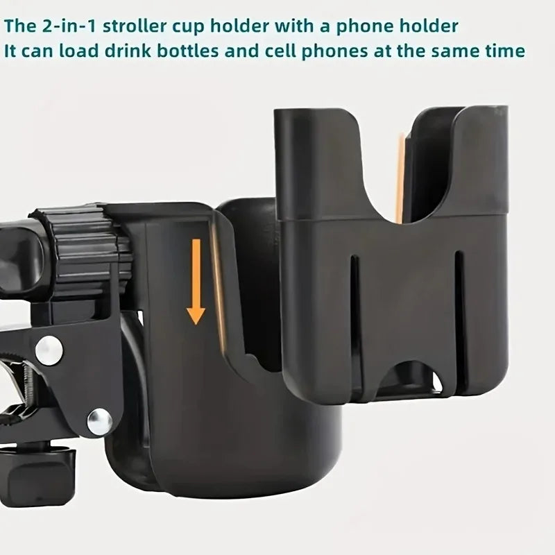 2-in-1 Stroller Cup & Phone Holder | Universal Bottle Cage