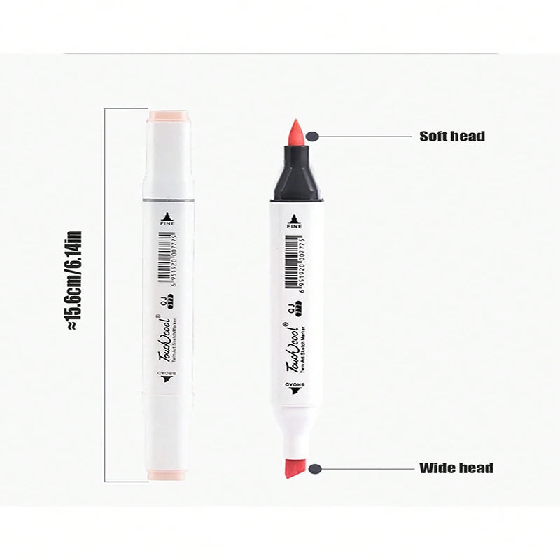 Bview Art 6 Double-headed Oil Marker Pens Drawing Fine Point Pen