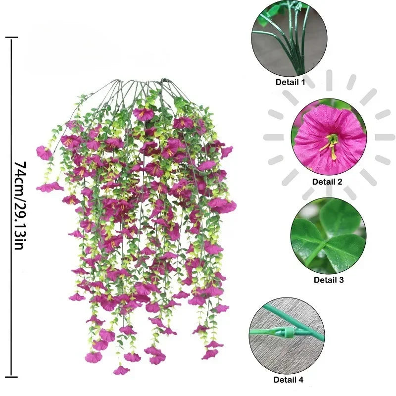 Artificial Morning Glory Hanging Vine | UV Resistant Fake Flowers
