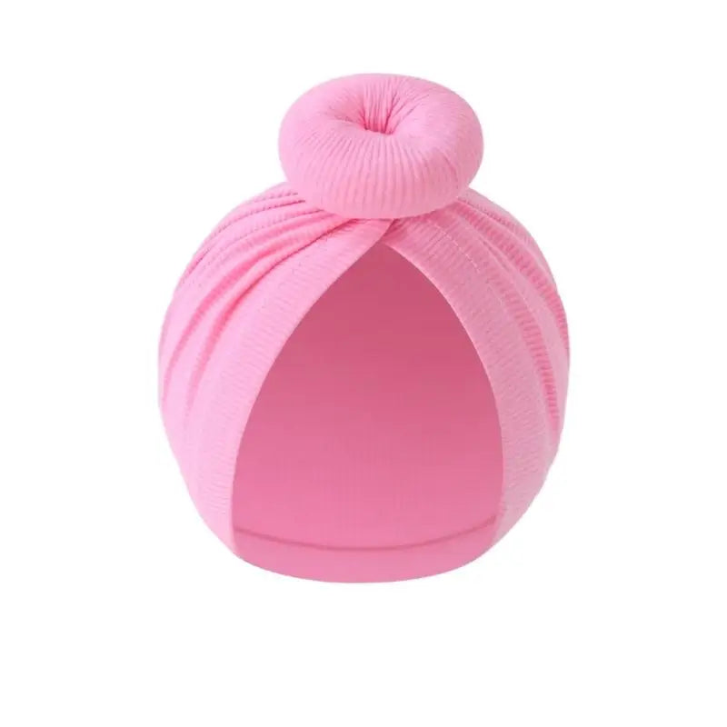Baby Turban Hat – Soft Cotton Elastic Bun Knot Cap (0–6 Months)