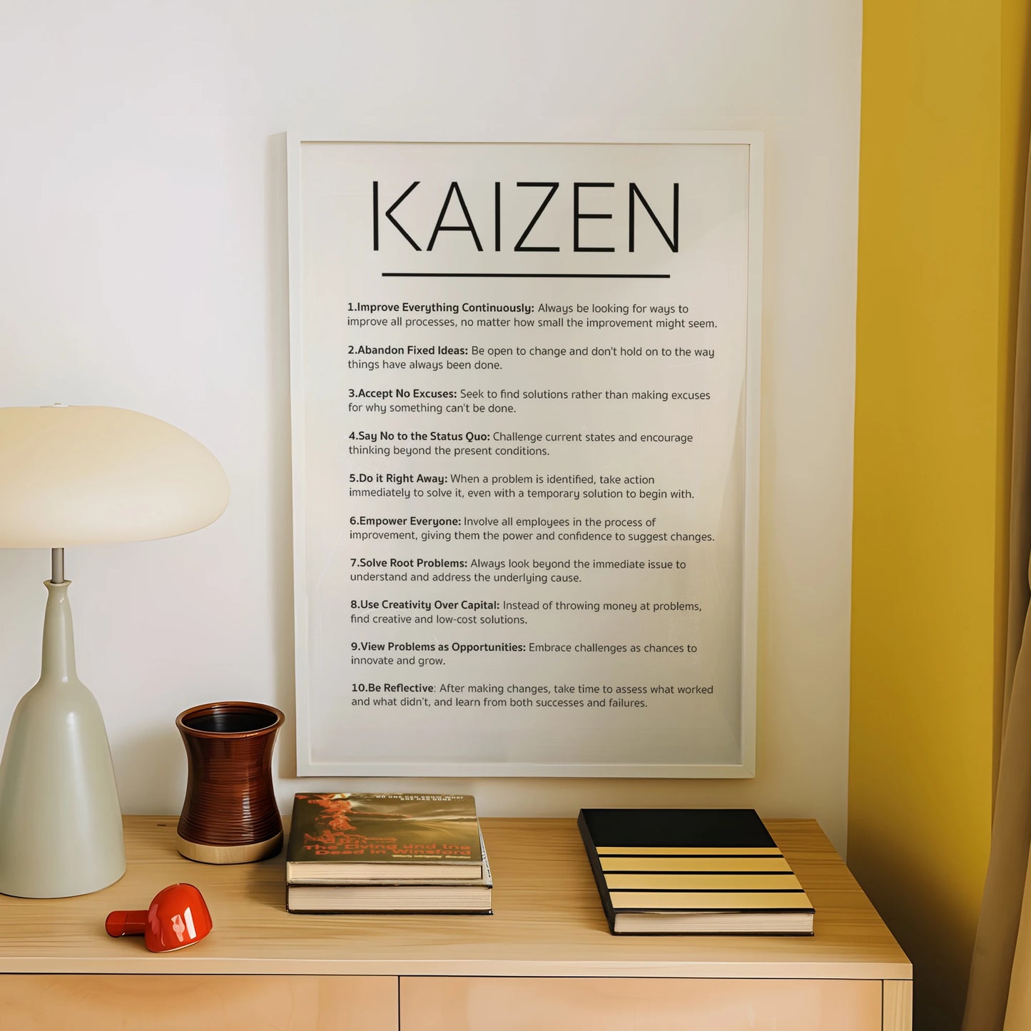Kaizen Minimalist Canvas Wall Art Print | Motivational Decor