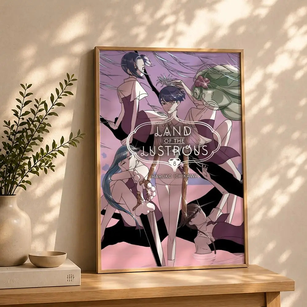 Land of the Lustrous Anime Poster – HD Self-Adhesive Wall Art Anime Wall Poster Peaceful Pleasures Health and Wellness White13 30X40cmNoframe