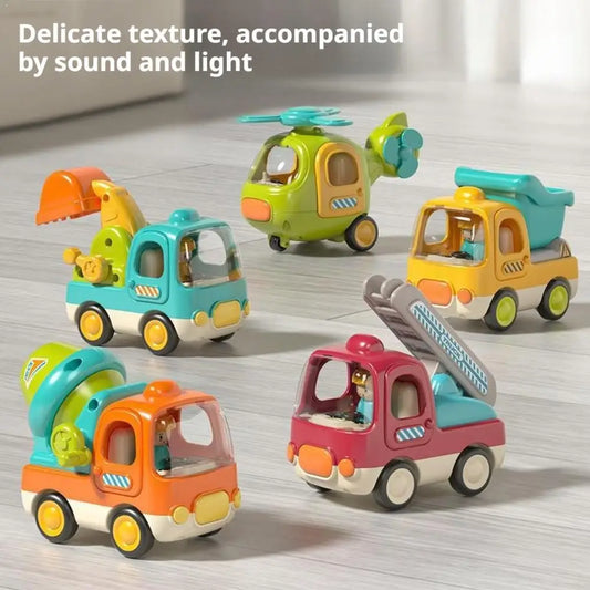 Cartoon Car Toys Dump Truck Mixer Excavator Ladder Helicopter Peaceful Pleasures Health and Wellness