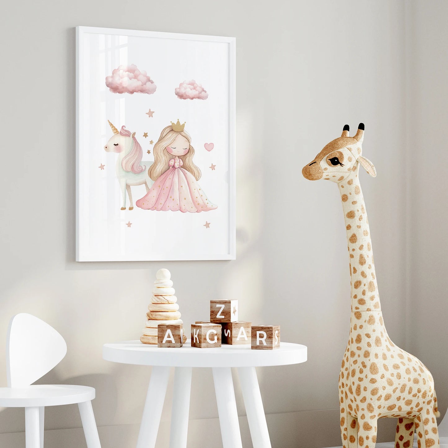 3-Piece Pink Unicorn Princess Canvas Wall Art | Kids Room Decor