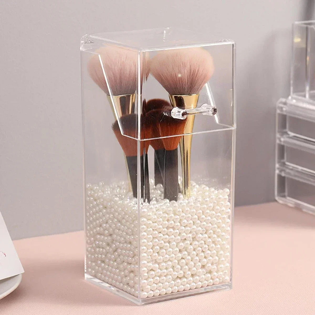 Transparent Acrylic Makeup Brush Organizer – Dustproof Lid