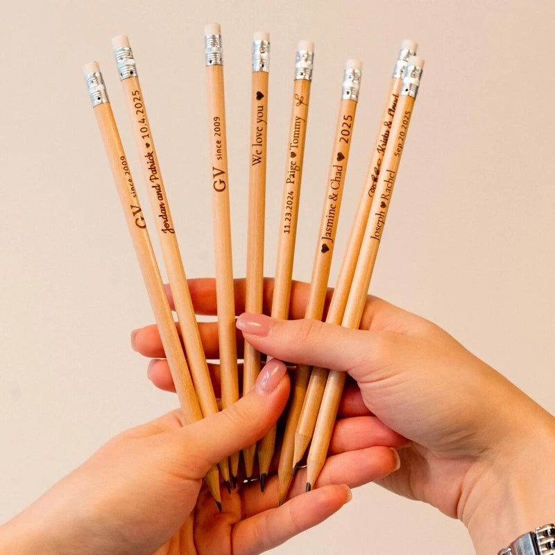 10-Pack Personalized Engraved Bamboo Pencils | Bridal Shower Gift Personalized Party Favor Peaceful Pleasures Health and Wellness