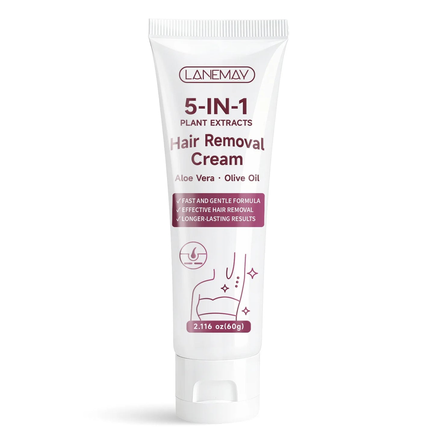 Lanemay 5-in-1 Plant Extract Hair Removal Cream 2.116 oz