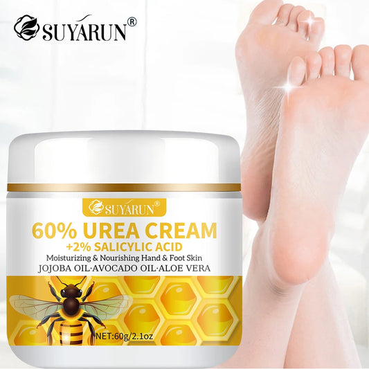 60% Urea & 2% Salicylic Acid Foot Cream for Cracked Heels - Exfoliating, Moisturizing, Hard Skin, Callus & Dead Skin Remover. Peaceful Pleasures Health and Wellness
