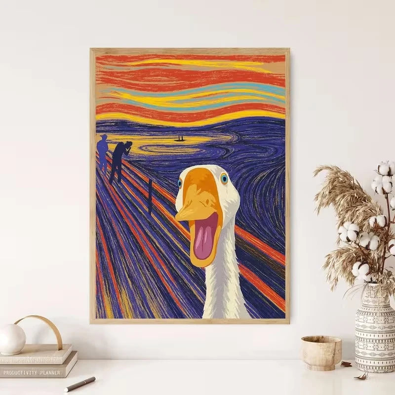 Screaming Goose Canvas Wall Art Print | Funny Home Decor