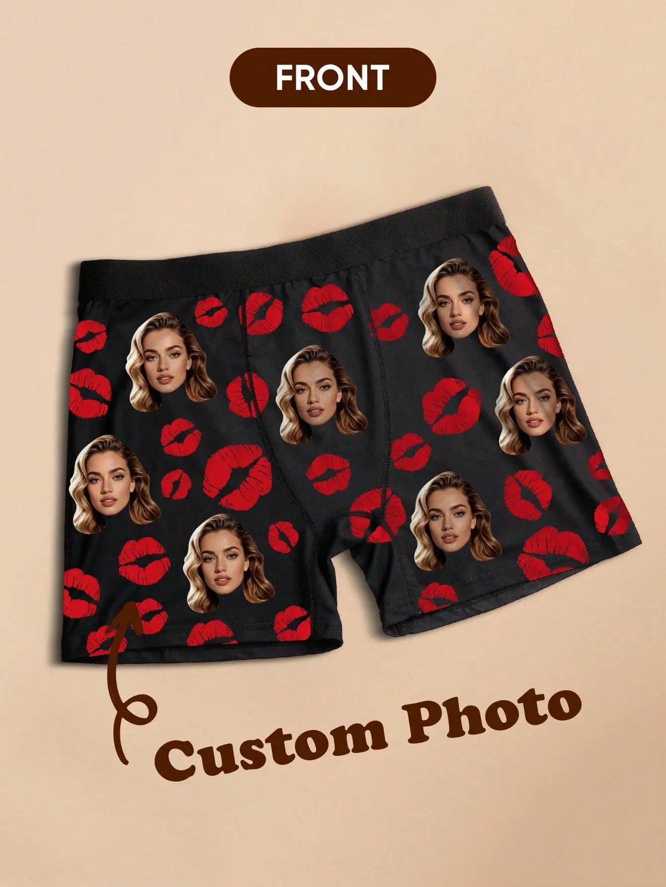 Custom Face Mens Boxer Briefs Personalized Photo Underwear Funny Custom Mens Shorts Six Sizes Available Gift for Him Peaceful Pleasures Health and Wellness
