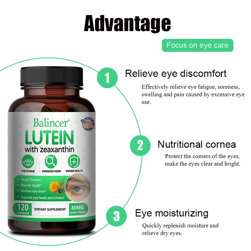 Lutein 40mg + Zeaxanthin Capsules - Eye Health & Blue Light Protection, Antioxidant, Supports Macula & Retina Health Peaceful Pleasures Health and Wellness