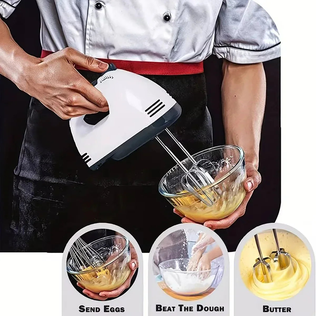 7-Speed Handheld Electric Egg Beater & Cream Mixer EU/US