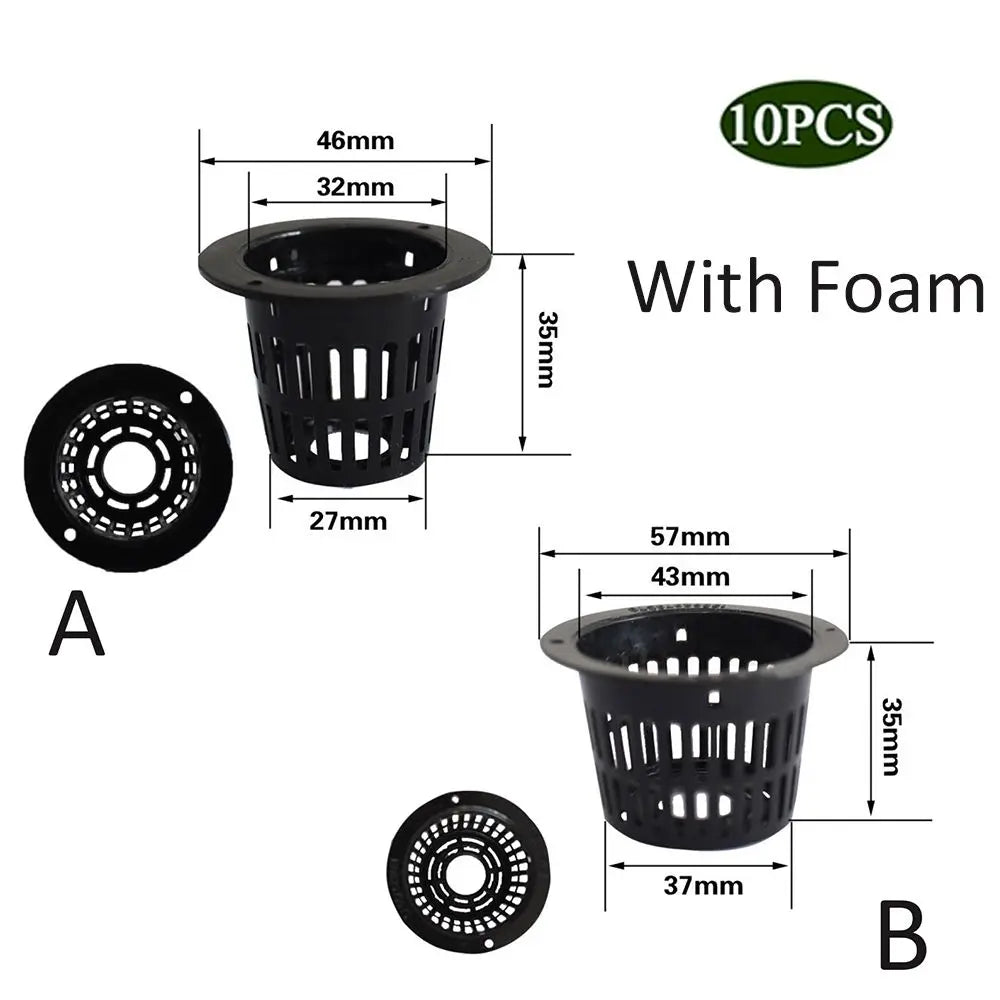 10-Pack Hydroponic Net Cups with Foam | Mesh Basket Pots