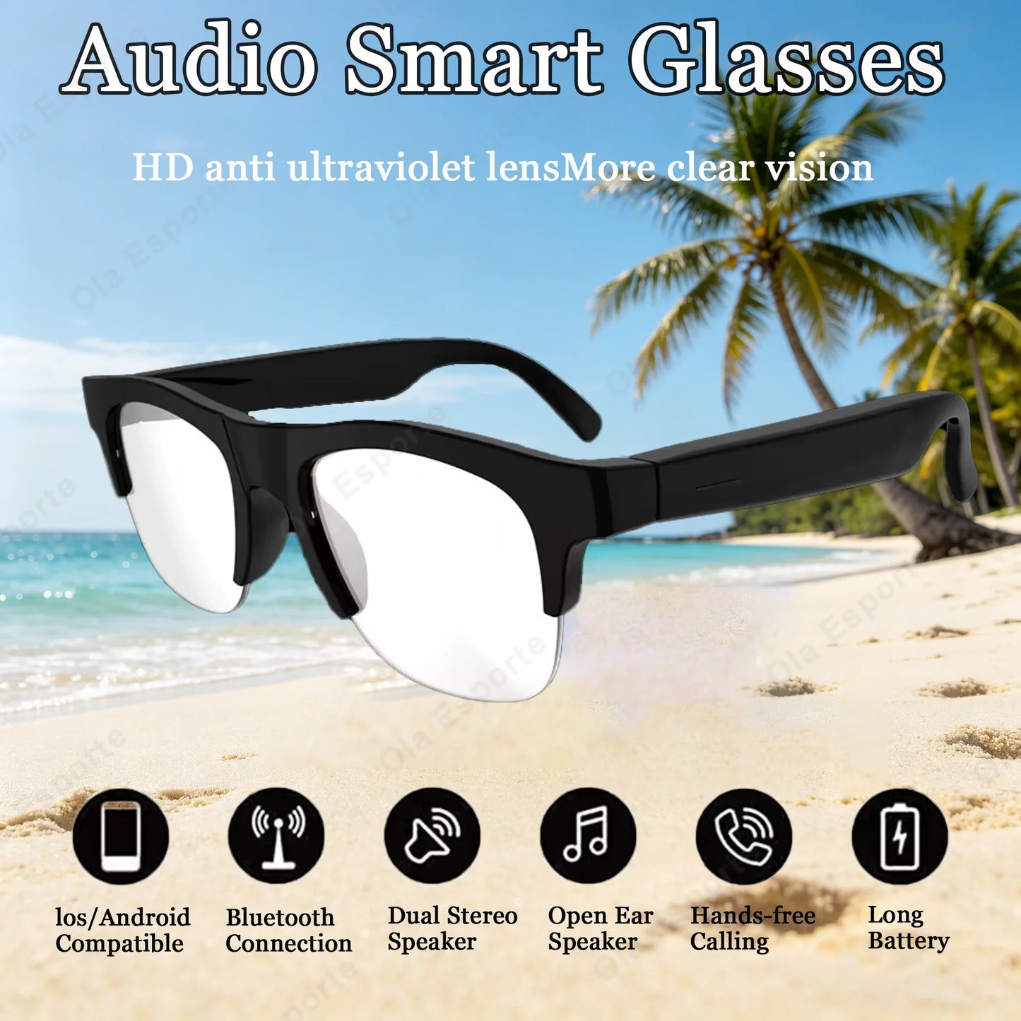 Bluetooth Smart Sunglasses – UV Polarized, Music & Calls