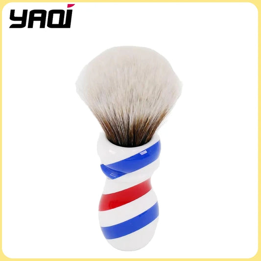 Yaqi High Quality 24MM New Barber Pole Style Brown Synthetic Knot Mens Wet Shaving Brush Retro Fashion Facial Shaving Care Tool Peaceful Pleasures Health and Wellness