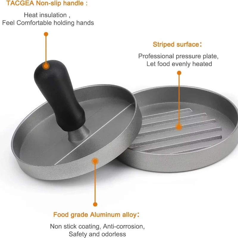 Burger Press Non-Stick Hamburger Patty Maker Aluminum Maker for Kitchen BBQ Grill Hamburger Press Cooking Tool Wax Paper Peaceful Pleasures Health and Wellness