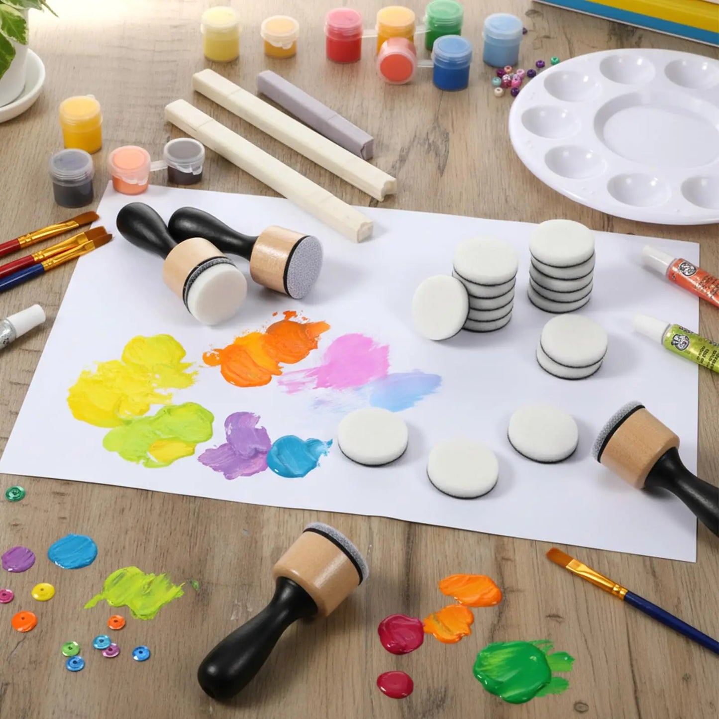 46 Pcs Mini Ink Blending Tool Set, 2 Round Applicators + 44 Foam Pads for Scrapbooking Painting Drawing Stencils Embossing Art Peaceful Pleasures Health and Wellness