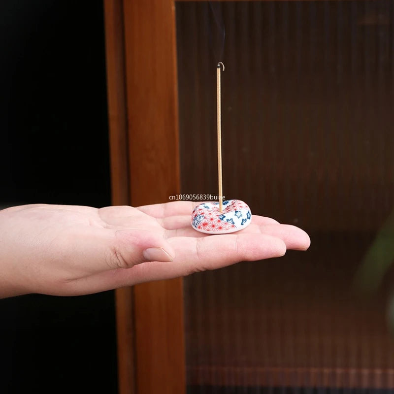 Cherry Blossom Incense Burner Home Ceramic Decor Stick Holder Aromatherapy Censer Office Teahouse Ornament Home Decor 방향제 Peaceful Pleasures Health and Wellness