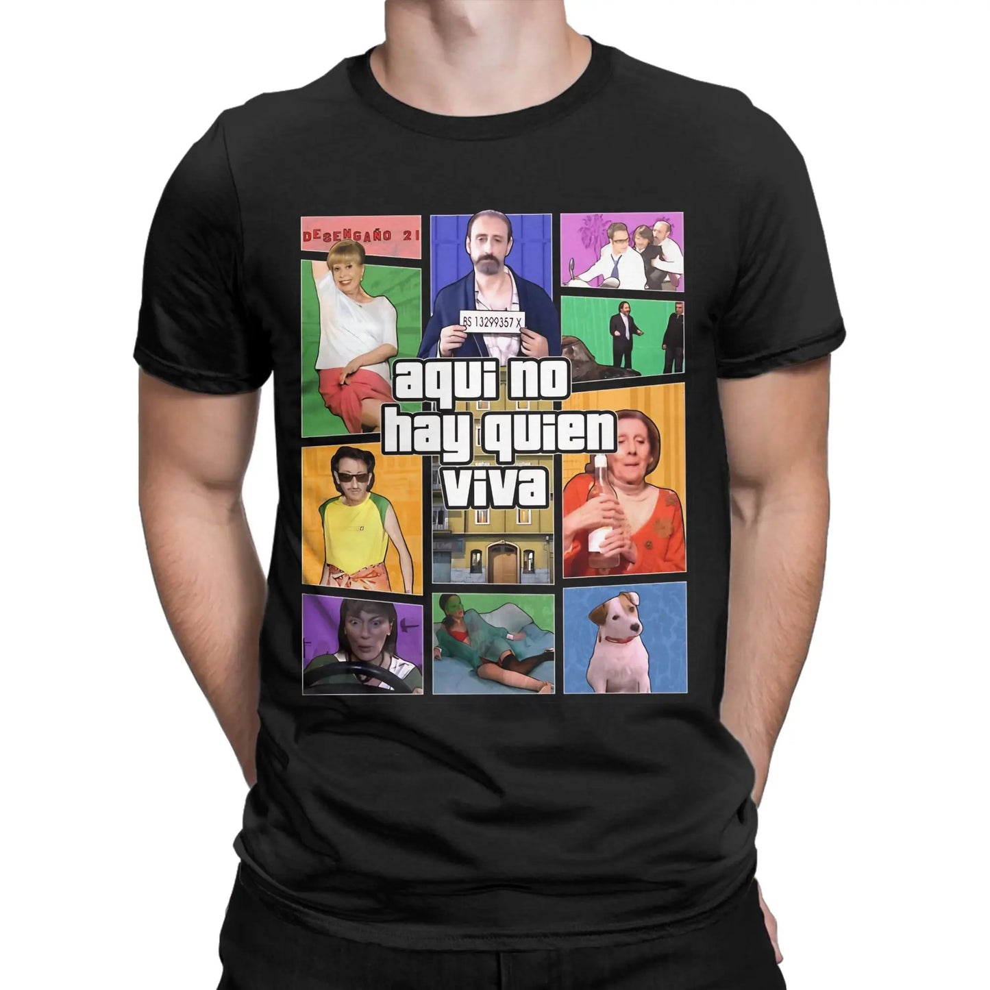 Aquí No Hay Quien Viva Pure Cotton T Shirt For Men Beach Y2K Fun T Shirts O Neck Harajuku Tees Plus Size Pattern Clothes Peaceful Pleasures Health and Wellness