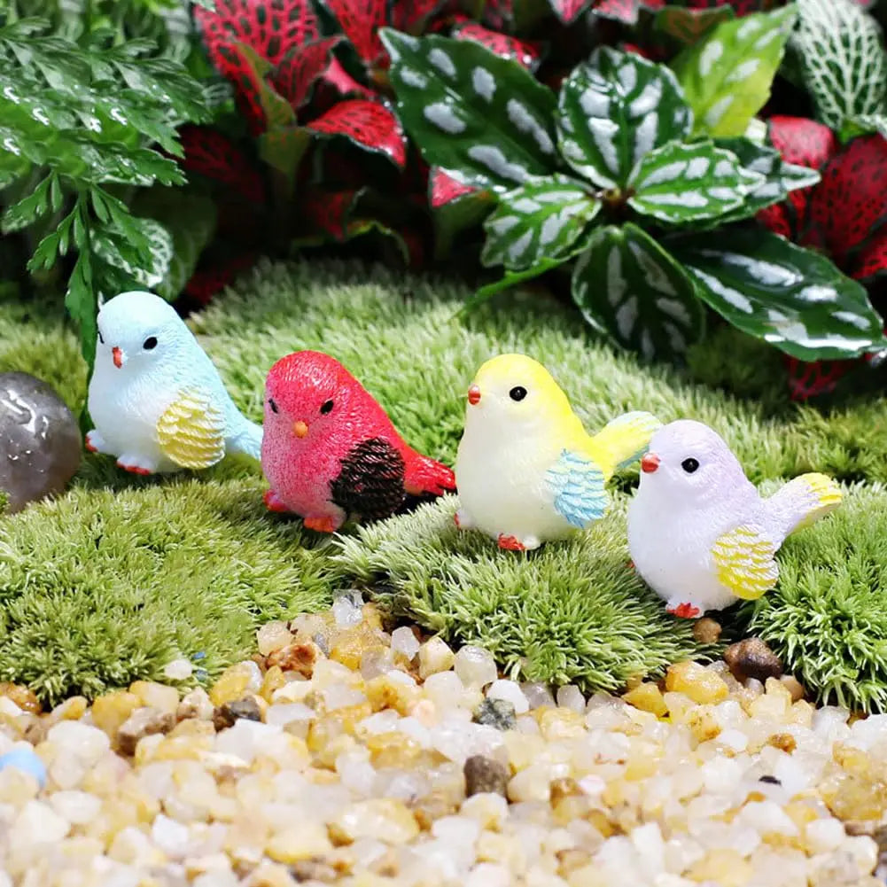 8pcs Miniature Bird Figurines, Mock Animal Toy Mini cute Pet ModelFor Fairy Garden, Moss Micro Landscape Peaceful Pleasures Health and Wellness