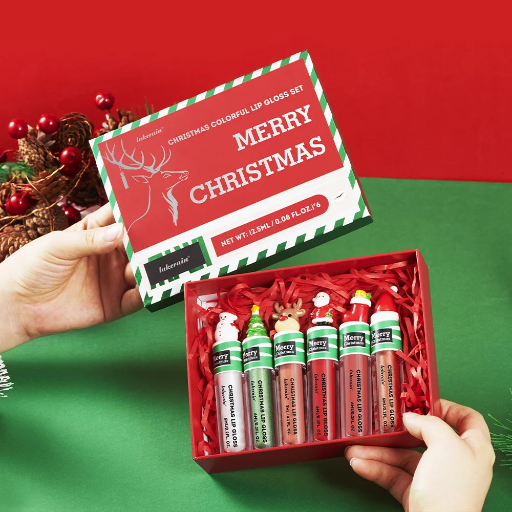 Christmas Colorful Lip Gloss Set – 5 Shades, Waterproof & Glossy Lip Gloss Set Peaceful Pleasures Health and Wellness