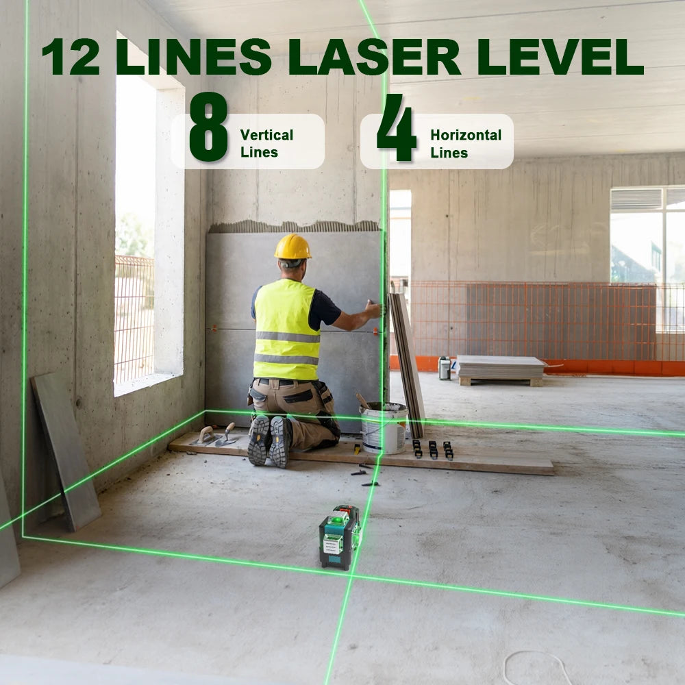 RDDSPON 12 Line All Around Green Light Laser Level 360 Degree Automatic Tools Leveling Laser for Makita Battery Pin (No Battery) Peaceful Pleasures Health and Wellness