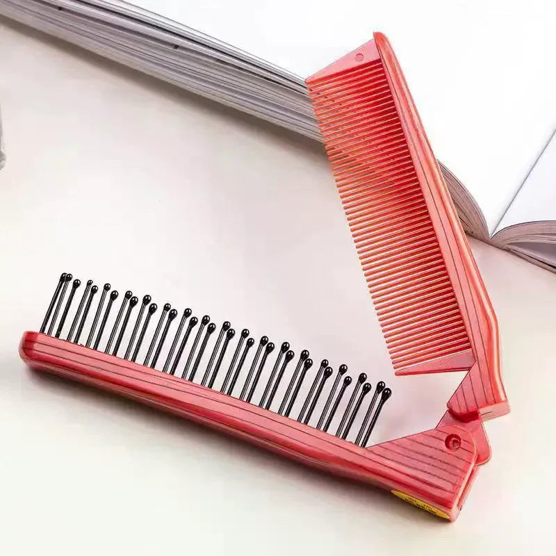 Portable Plastic Foldable Hair Comb Styling Tools Mini Folding Comb Travel Hair Massage Comb Red Peaceful Pleasures Health and Wellness