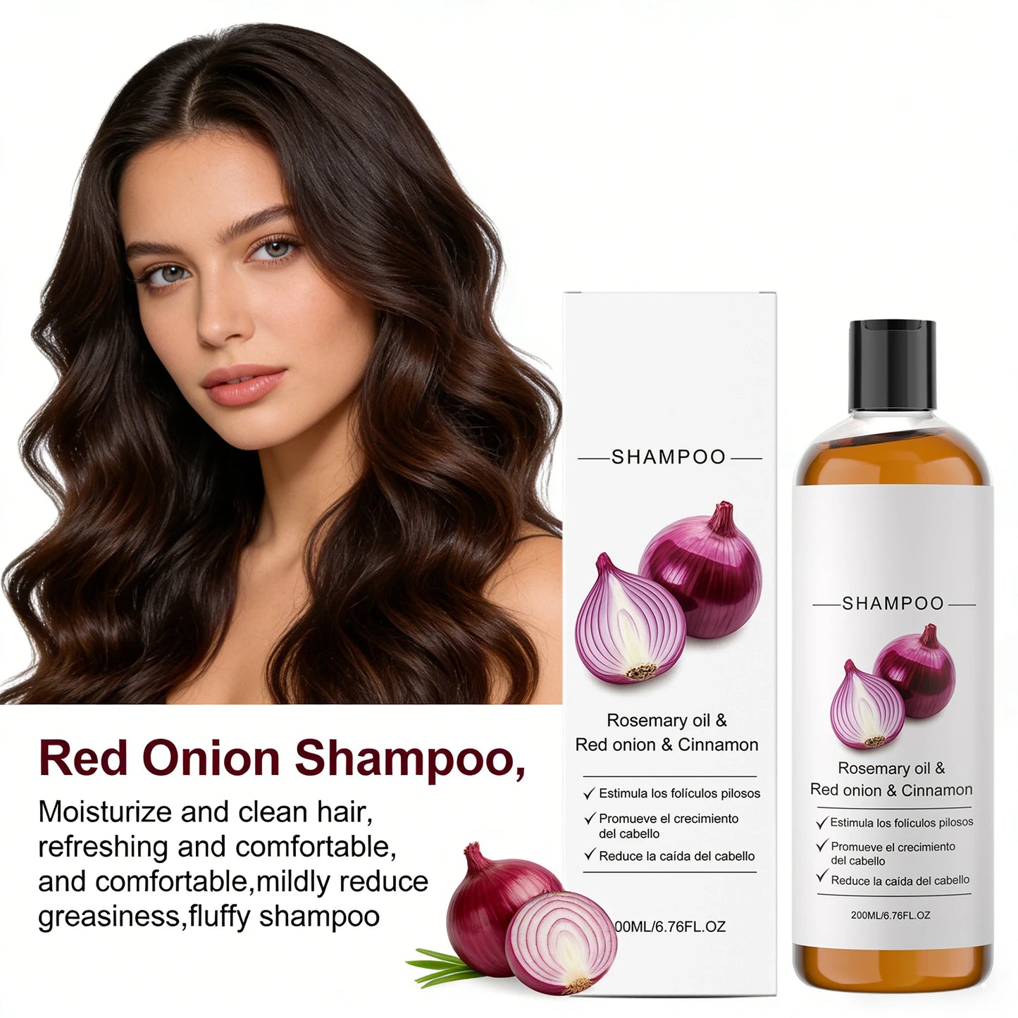 Rosemary Oil, Red Onion Shampoo Anti Hair Loss Hair Care Shampoo Care Gentle Cleansing Oil Control Nourish Scalp Refresh Shampoo Peaceful Pleasures Health and Wellness