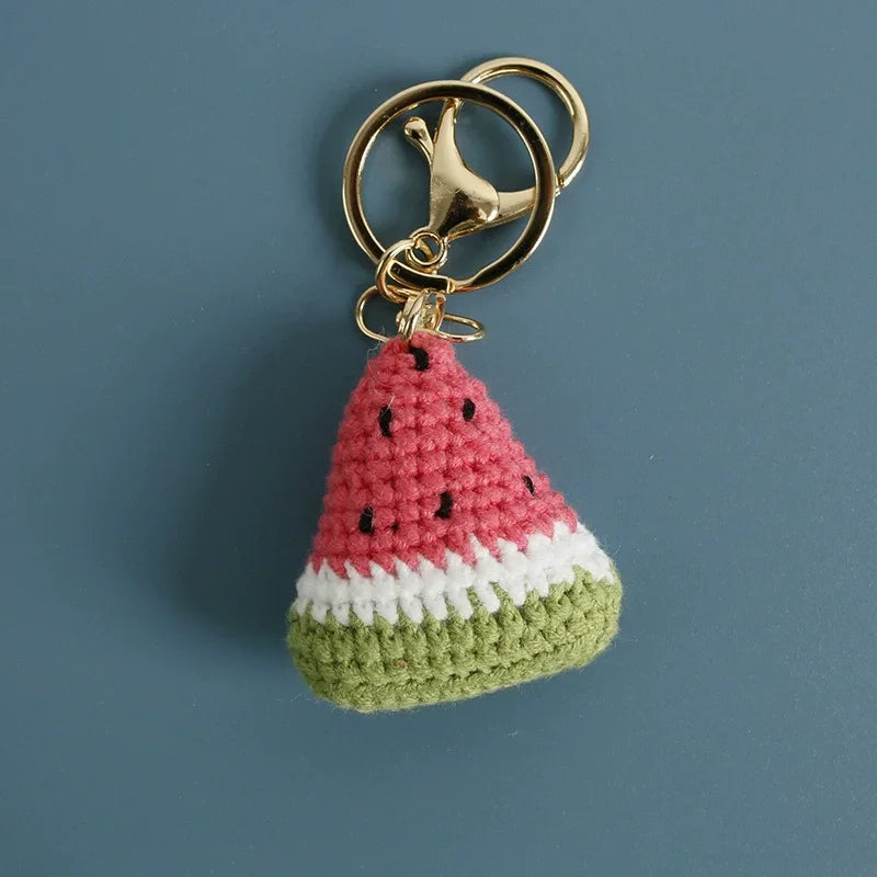 Handmade Crochet Watermelon Keychain | Cute Fruit Charm Pendant