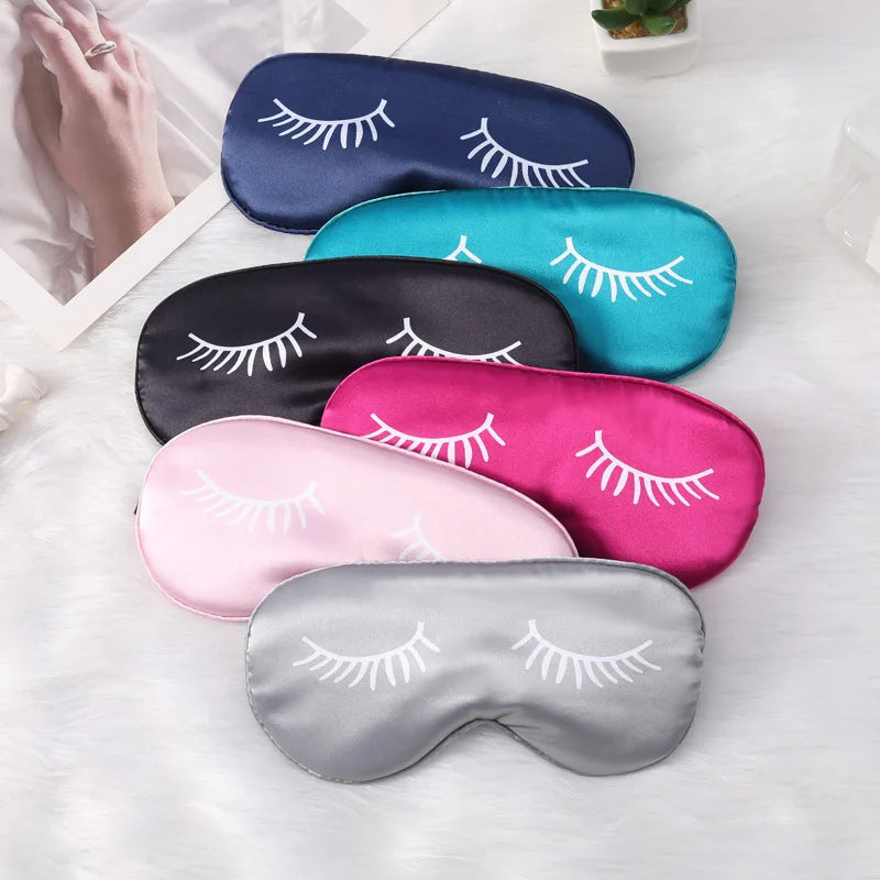 Cartoon Eyelash Silk Sleep Mask – Light Blocking Eye Cover