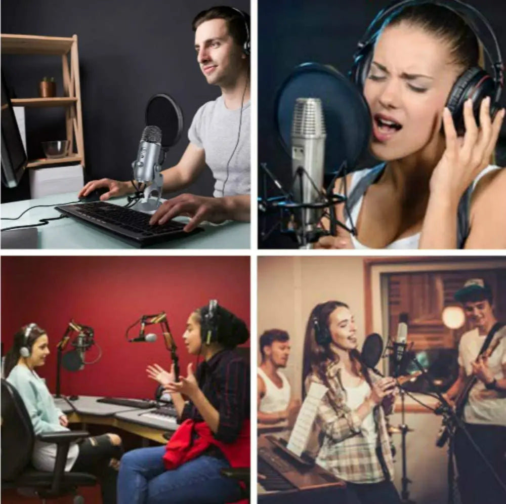 Double Layer Studio Microphone Pop Filter Flexible Wind Screen Sound Filter Mask Mic Shield for Speaking Recording Accessories Peaceful Pleasures Health and Wellness